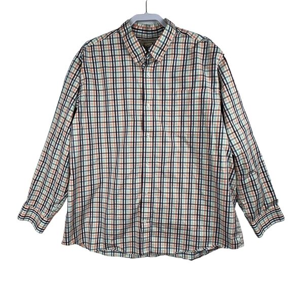 Duluth Trading Co Mens Shirt Sz 2XL Wrinkle Fighter Relaxed Fit Plaid Orange - Picture 1 of 11